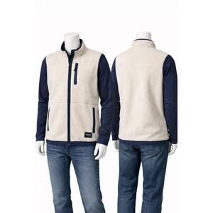 Eddie Bauer Mens Chilali Shearling Fleece Vest Size XL Cream Full Zip Sherpa